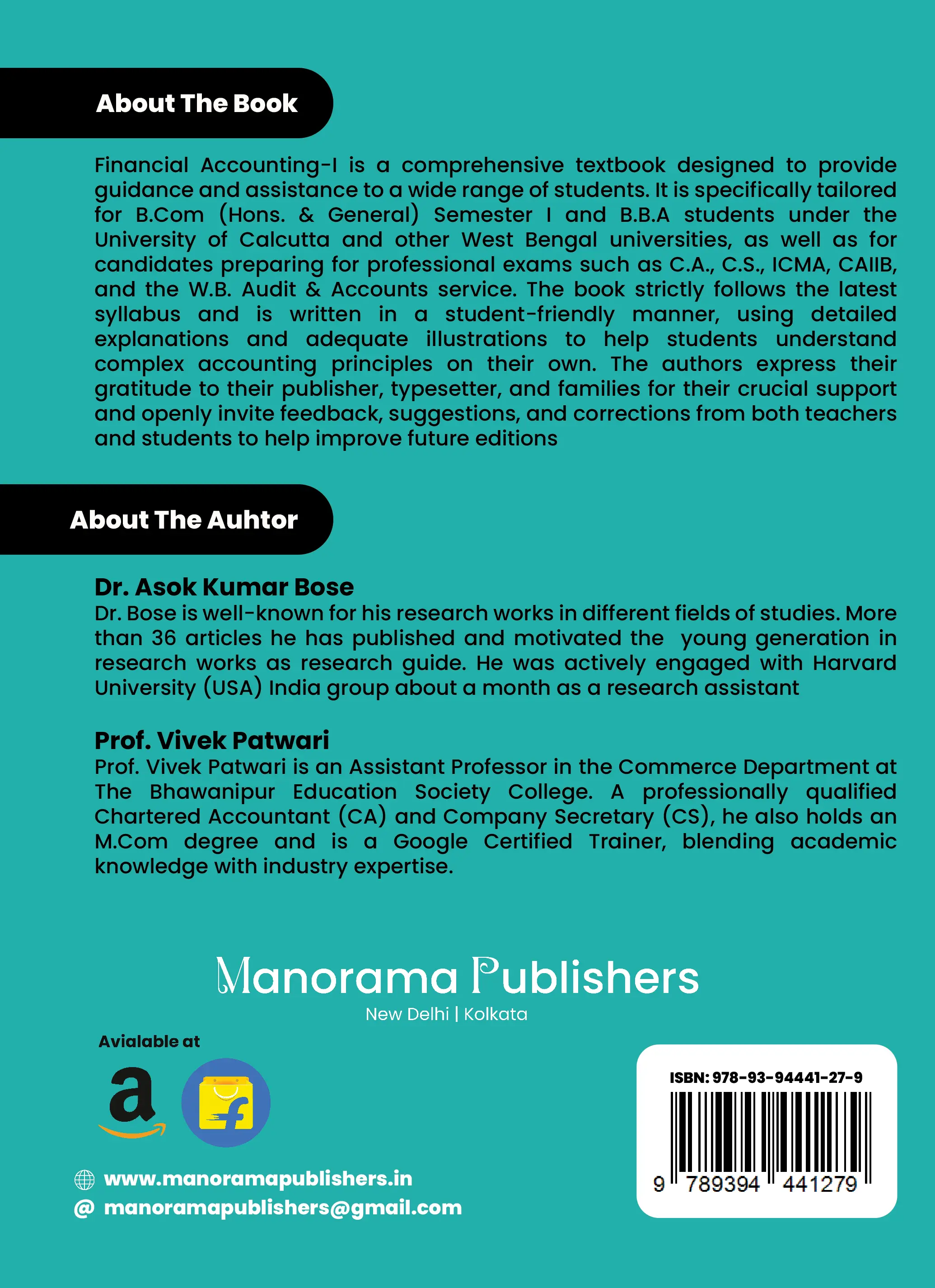 Asok Kumar Bose, CA Vivek Patwari's Financial Accounting - I image no. 2